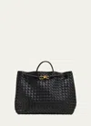 Bottega Veneta Large Andiamo Leather Top Handle Bag In 1139 Black-m Bras