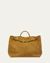 Bottega Veneta Large Andiamo Leather Top Handle Bag In Acorn Brass