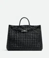 Bottega Veneta East/west Andiamo Small Intrecciato Leather Tote In Black
