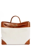 Bottega Veneta Andiamo Large Leather-trimmed Canvas Tote Bag In Brown