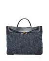 Bottega Veneta Large Andiamo Top Handle Bag In Navy White/space