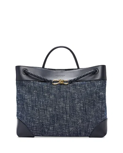 Bottega Veneta Large Andiamo Top Handle Bag In Navy White/space