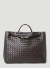 Bottega Veneta Andiamo Embellished Intrecciato Leather Tote In Brown