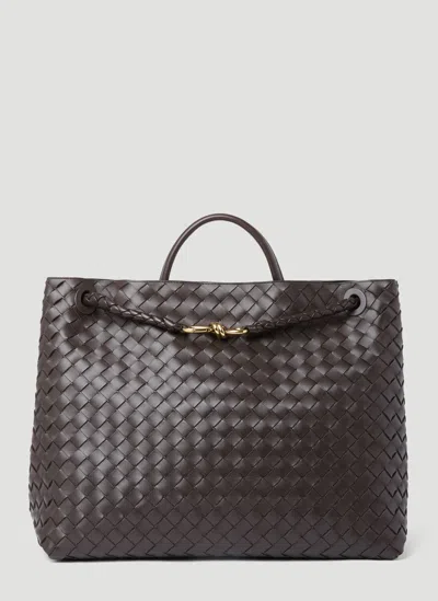 Bottega Veneta Andiamo Embellished Intrecciato Leather Tote In Brown