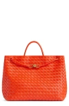 Bottega Veneta Andiamo Large Intrecciato Leather Tote Bag In Orange-orange