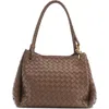 Bottega Veneta Large Andiamo Intrecciato Leather Top Handle Bag In 2360 Pinecone-m Brass