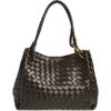 Bottega Veneta Large Andiamo Intrecciato Leather Top Handle Bag In Fondant- Brass