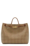 Bottega Veneta Large Andiamo Intrecciato Rope & Leather Handbag In Cognac