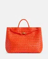Bottega Veneta Andiamo Large Intrecciato Leather Tote Bag In Orange