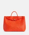 Bottega Veneta Andiamo Large Intrecciato Leather Tote Bag In Orange