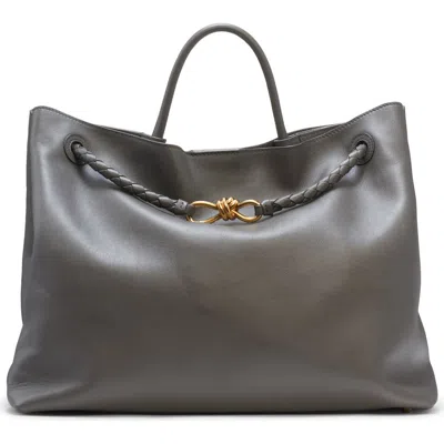 Bottega Veneta Large Andiamo Leather Top-handle Bag In Lapilli Travertine