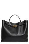 Bottega Veneta Large Andiamo Leather Tote In 1019 Black-m Brass