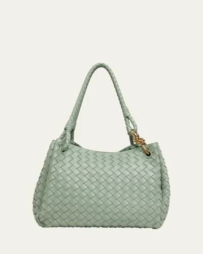 Bottega Veneta Large Andiamo Shoulder Bag In New Sauge-medium Brass
