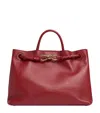 Bottega Veneta Andiamo Leather Top Handle Bag In Red
