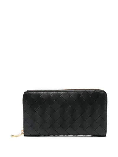 Bottega Veneta Large Braided Wallet With Zip Accessories In Black
