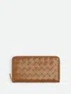 Bottega Veneta Large Braided Wallet With Zip Accessories In Brown