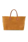 Bottega Veneta Cabat Large Leather-trimmed Suede Tote In Camel & Light Wood
