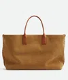 Bottega Veneta Cabat Large Leather-trimmed Suede Tote In Camel/light Wood