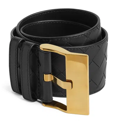 Bottega Veneta Large Calfskin Intrecciato Watch Belt In Black