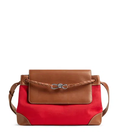 Bottega Veneta Large Canvas Andiamo Messenger Bag In Multi