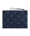 Bottega Veneta Large Cassete Padded Clutch Bag In Blue