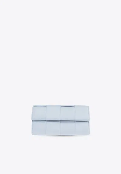 Bottega Veneta Large Cassette Flap Wallet In Intrecciato Leather In Ice