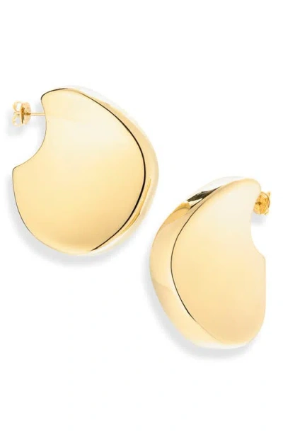 Bottega Veneta Large Disc Earrings In Gold