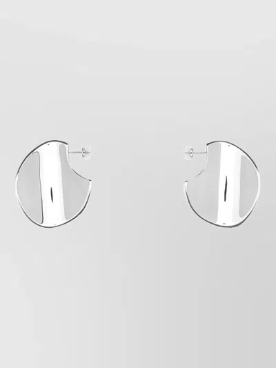 Bottega Veneta Large Disc Earrings Polished Finish Design In Metallic