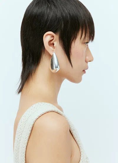 Bottega Veneta Large Fin Earrings In Silver