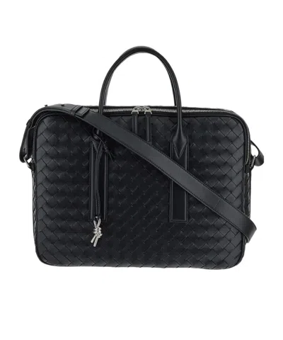 Bottega Veneta Large Getaway Briefcase In Black