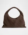Bottega Veneta Large Hop Intrecciato Suede Hobo Bag In Fondant