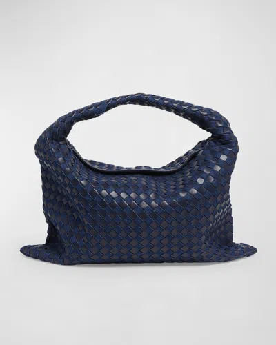 Bottega Veneta Large Hop Denim Hobo Bag In Blue