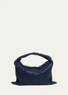 Bottega Veneta Large Hop Denim Hobo Bag In Abyss-indigo