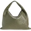 Bottega Veneta Large Hop Intrecciato Leather Hobo Bag In Green