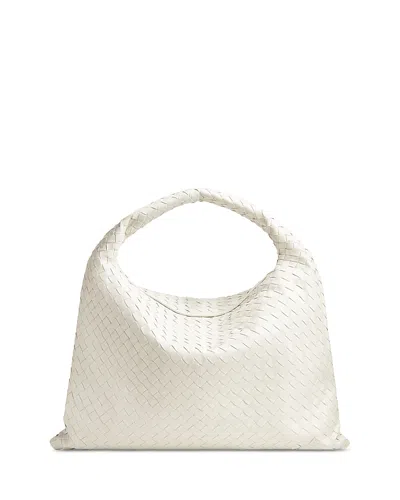 Bottega Veneta Large Leather Hop Shoulder Bag In White/gold