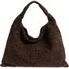 Bottega Veneta Large Hop Intrecciato Suede Hobo Bag In 2190 Fondant-m Brass