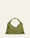 Bottega Veneta Large Hop Shoulder Bag In 2498 Matcha-muse Brass