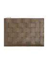 Bottega Veneta Large Inreccio Flat Handbag In Brown