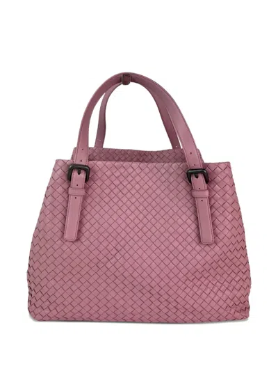 Pre-owned Bottega Veneta Large Intrecciato Leather Tote Bag In Pink