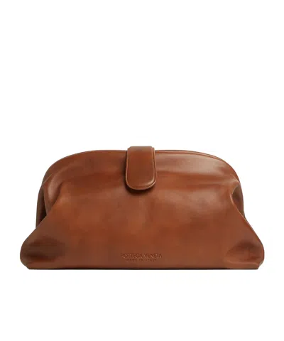 Bottega Veneta Lauren 1980 Mini Clutch With Chain In Lightwoodmbrass