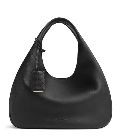 Bottega Veneta Large Leather Campana Shoulder Bag In Black