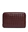 Bottega Veneta Large Leather Intrecciato Pouch In Brown