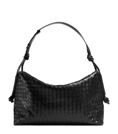 Bottega Veneta Large Leather Loop Weekender Bag In Black
