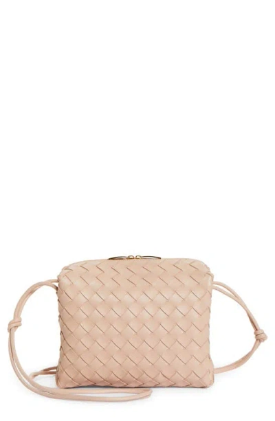 Bottega Veneta Loop Mini Intrecciato Leather Shoulder Bag In Lotus/ Gold