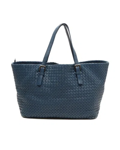 Bottega Veneta Large Nappa Intrecciato Tote Bag In Blue