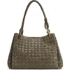 Bottega Veneta Large Parachute Intrecciato Suede Shoulder Bag In Green