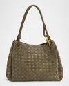 Bottega Veneta Large Parachute Suede Shoulder Bag In Green