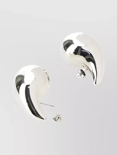 Bottega Veneta Large Silver Drop Earrings In Metallic