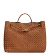 Bottega Veneta Large Suede Andiamo Top-handle Bag In Brown