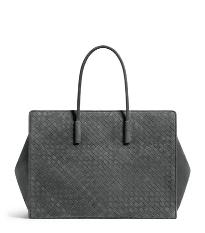 Bottega Veneta Large Suede Barbara Tote Bag In Grey